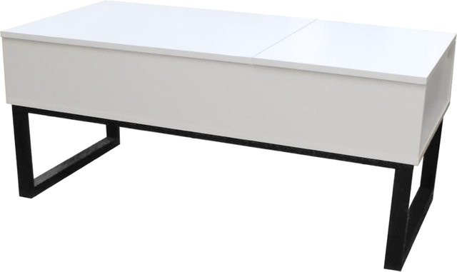 HTI-Living Couchtisch modern mit Lift-Mechanismus und Kufengestell in Weiß - Bild 1