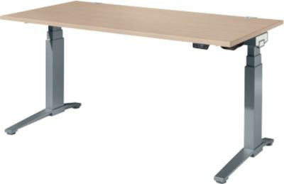Schäfer Shop Genius Schreibtisch ERGOSTYLE S, elektrisch höhenverstellbar, Rechteck, C-Fuß, Eiche/anthrazit, B/T/H: 160 x 80 x 63,5-130,5 cm - Bild 1