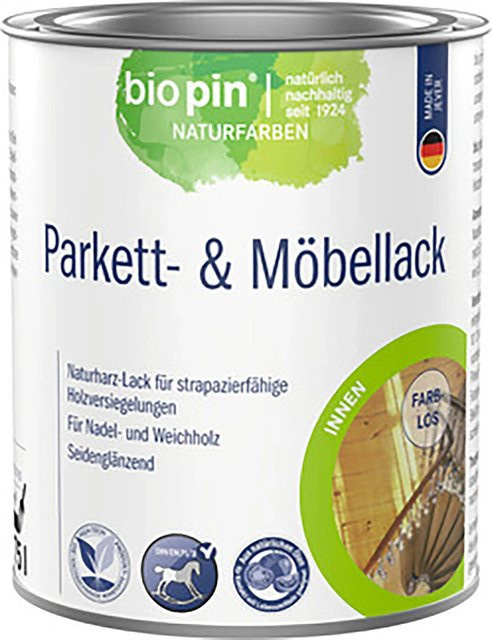 Biopin Parkett- und Möbellack Farblos Wasserbasiert Satin-Glänzend 0,75 l - Bild 1