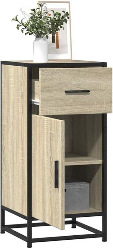 Sideboard Vidaxl in Sonoma-Eiche Natur und Braun aus Holzwerkstoff und Metall im Industrial Design, B/T/H: 35,5 x 35 x 76 cm - Bild 1