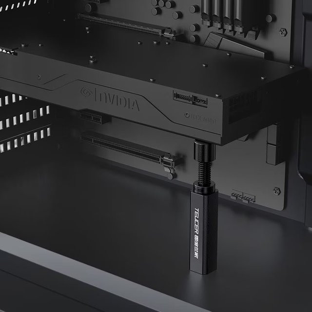 TEUCER Grafikkartenhalterung aus Aluminiumlegierung mit verstellbarer Höhe und magnetischer Unterstützung in Schwarz oder Silber - Bild 1