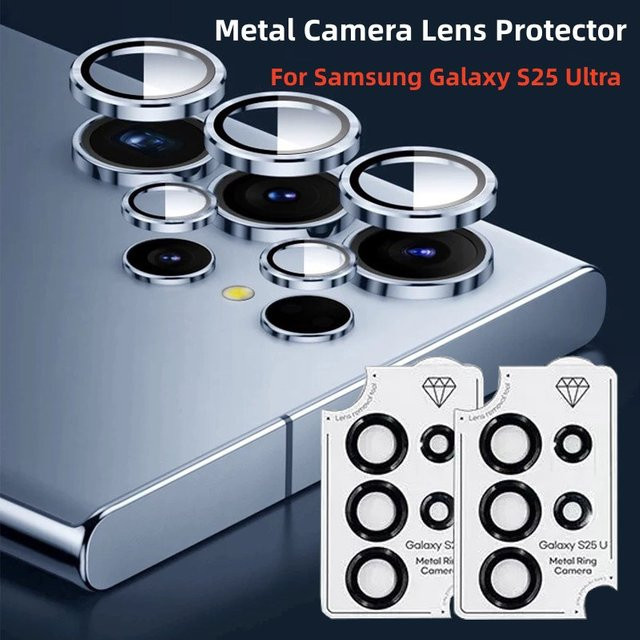 Metall-Kameraobjektivschutz aus gehärtetem Glas für Samsung Galaxy S26 S25 S24 S23 Ultra Plus in Transparent und Gold - Bild 1
