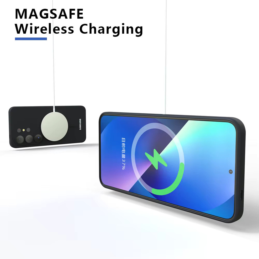 Luxuriöse Silikonhülle mit MagSafe und Kameraobjektivabdeckung für Samsung Galaxy S26 Ultra in Weiß oder Schwarz - Bild 2