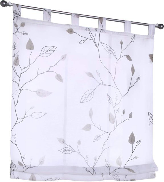 Raffrollo Heine Home floral semi-transparent in Beige oder White, Breite: 140 cm - Bild 1