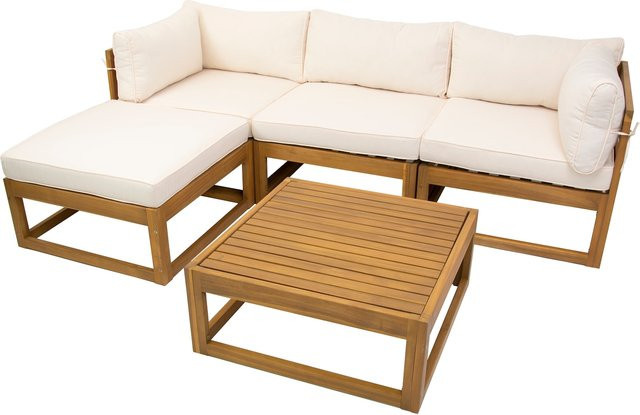 Bellavista Home & Garden Lounge Set Karmoy 5-teilig aus Akazienholz in Beige mit Sitz- und Rückenkissen - Bild 1