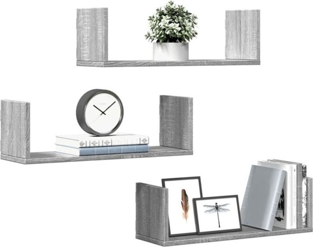 Vidaxl Wandregale 3er Set in Grau Sonoma, minimalistisches Design, B/T/H: 58 x 18 x 18 cm - Bild 1