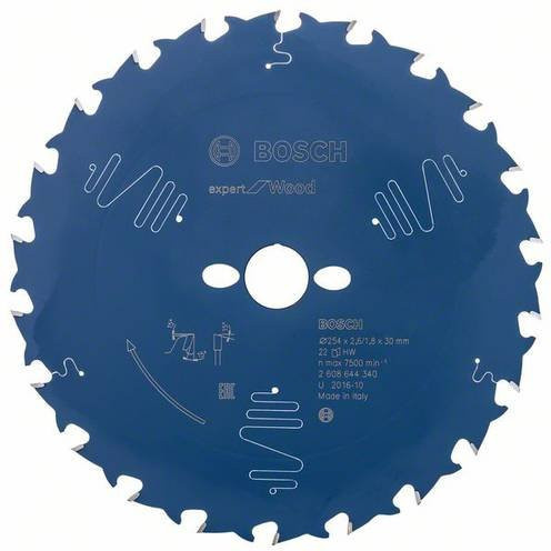 Bosch Expert for Wood Kreissägeblatt mit 22 Zähnen, Durchmesser: 254 mm, Bohrung: 30 mm, Breite: 2,6 mm - Bild 1
