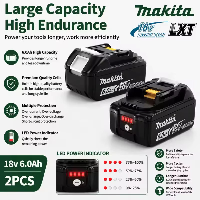 Makita BL1860 Akku 18V 6Ah Lithium-Ionen Akku in Schwarz - Bild 3