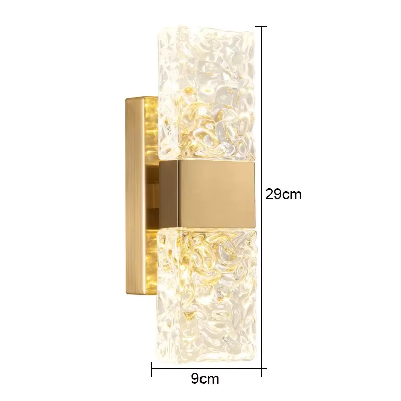 Claeted Moderne LED Wandlampe aus Wellenglas in Gold/Messing und Transparent für Schlafzimmer und Küche - Bild 4