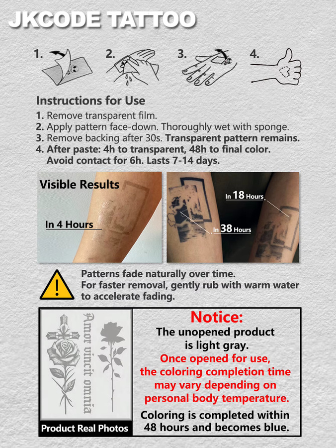 JKCODE TATTOO Mini-Finger-Tattoo-Aufkleber, 2-teiliges Set, Unisex - Bild 4