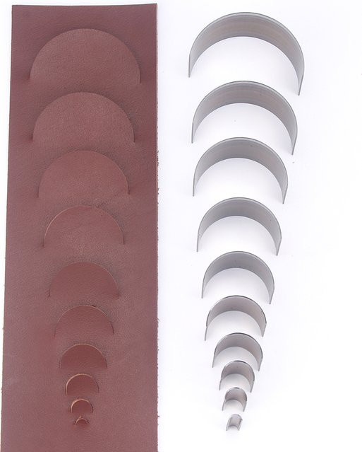 QJH 10-teiliges Set Halbkreis-Stanzformen aus Stahl in Silber für DIY-Gürtelenden und Leder-Taschenriemen-Schneidewerkzeug - Bild 1
