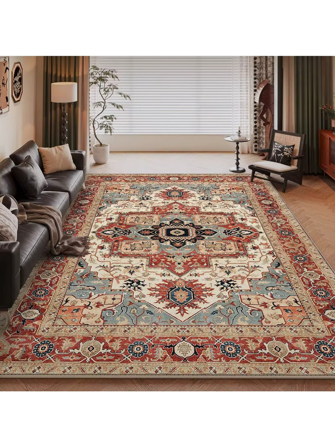 LYAHKAE Vintage Luxus-Wohnzimmerteppich im Perser-Stil, maschinenwaschbar, rechteckig, Multicolour - Bild 2