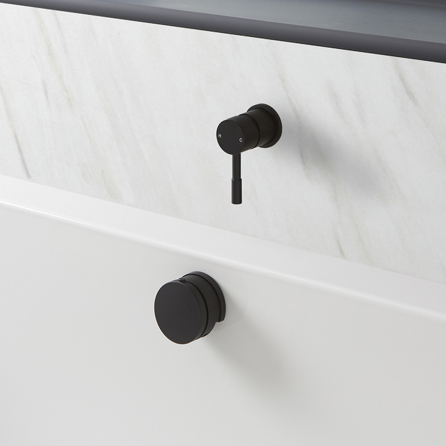 Hudson Reed Nox Einhandbatterie für die Badewanne mit Überlauf-Wanneneinlauf und Pop-up-Abfluss in Mattschwarz - Bild 1