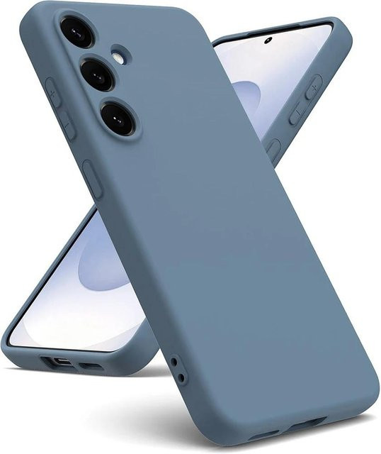 Stoßfeste Flüssigsilikonhülle für Samsung Galaxy S23+ in Grau mit Matt-Effekt und Bonbonfarbe - Bild 1