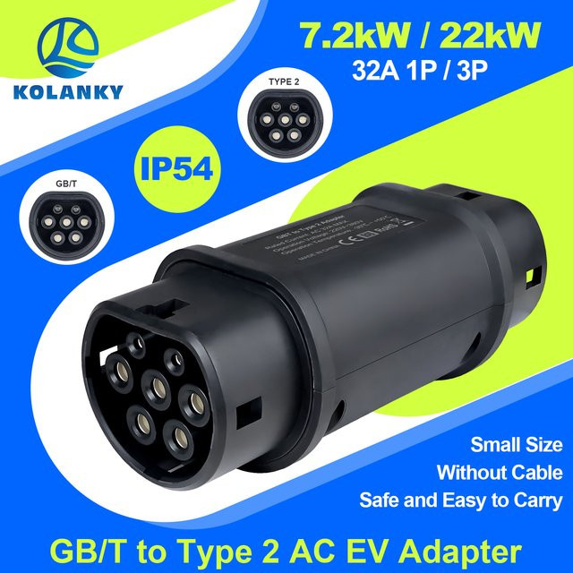 Kolanky GBT auf Typ 2 EV-Adapter, 32 A 7,2 kW, Farbe: Schwarz - Bild 1