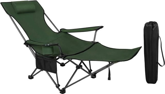 WOLTU Campingstuhl mit Lehne, Fußstütze und Getränkehalter aus grünem 600D Oxford-Gewebe - Bild 1