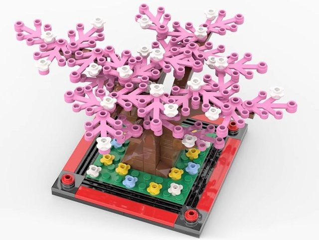 Binchi Keji Travel Kirschbaum Bausteine, Kirschblüten Pflanze, pink, ab 3 Jahre - Bild 1