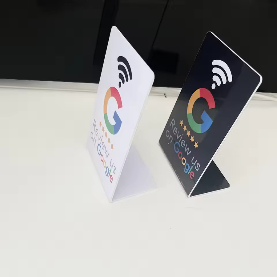 Programmierbare Google Review NFC-Stationstabelle in Weiß, 13,56 MHz NFC-Display Biegekarte als stehende Markenhalterung - Bild 3