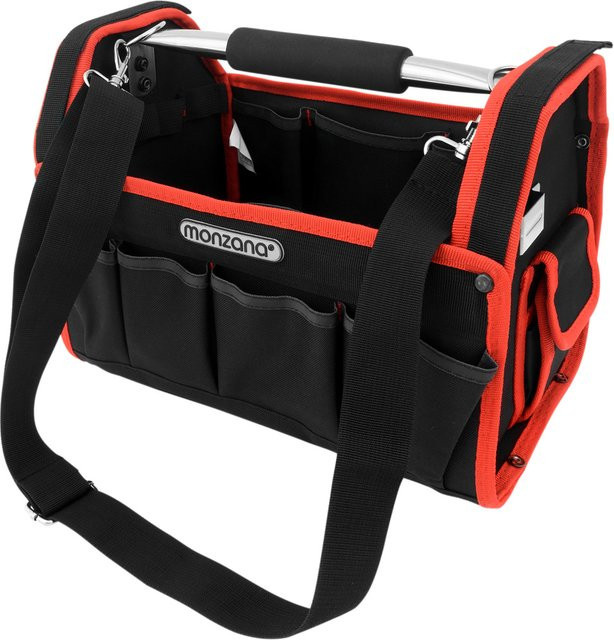 Monzana Werkzeugtasche aus Polyester in Schwarz/Rot mit Tragegurt, Breite: 33 cm - Bild 1