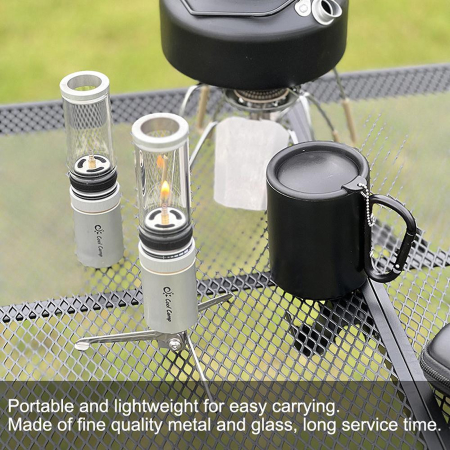 TOMTOP JMS Tragbare Gaslampe aus Metall und Glas in Silber für Outdoor, Angeln, Picknick und Zelt - Bild 7