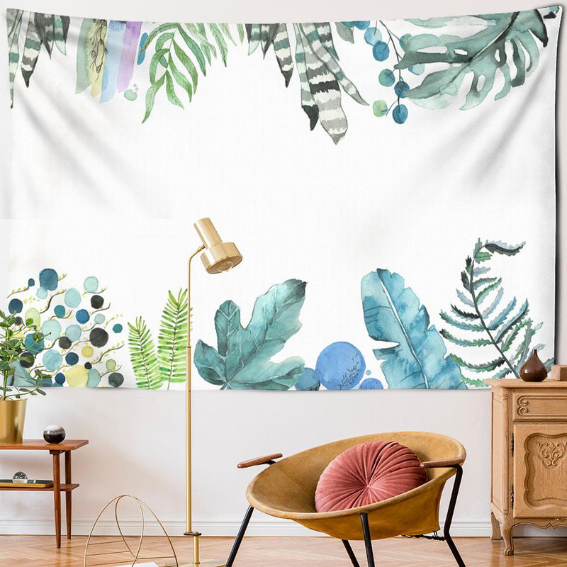 Super Six Wandtapisserie mit tropischem Pflanzenmotiv und Mandala-Design in Grün und Weiß, B/H: 95 x 70 cm - Bild 3