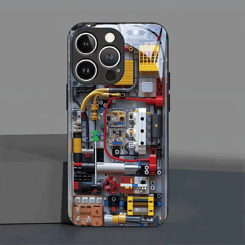 Handyhülle mit mechanischem Platine-Muster aus Glas für iPhone 11 bis iPhone 17 Pro Max, Multicolor - Bild 4