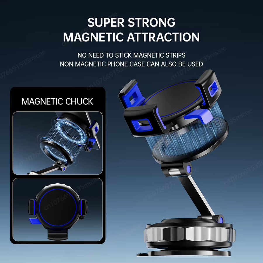 Universal 360 Grad einstellbare Vakuumsauger-Magnethalterung für das Auto in Schwarz, faltbare GPS-Halterung für iPhone, Samsung und Huawei - Bild 3