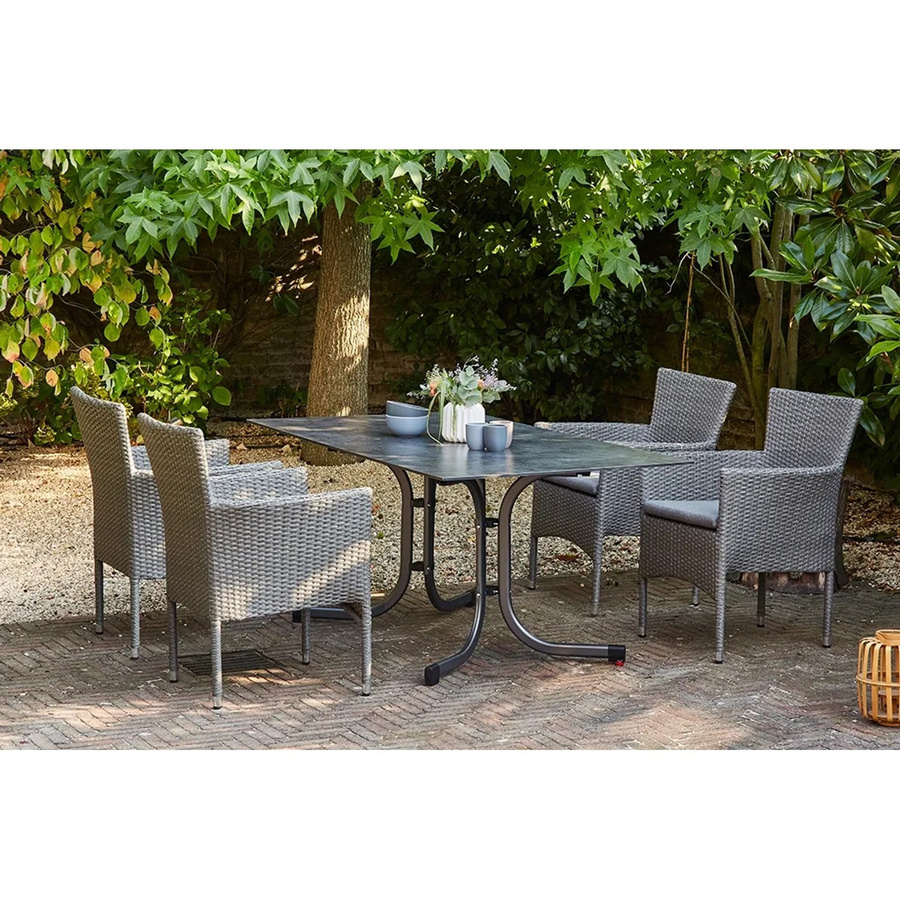 Siena Garden Dining-Set Padova 5-teilig mit 4 Sesseln und 1 Klapptisch in Anthrazit aus Stahl und HPL - Bild 2