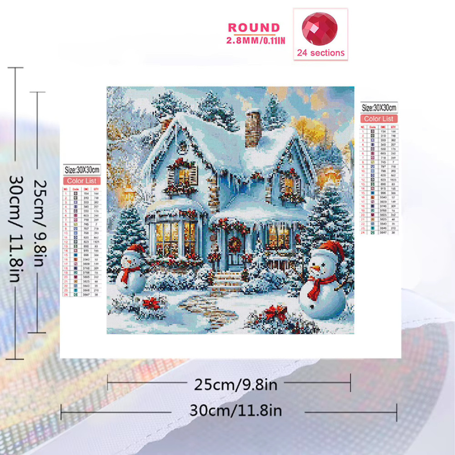 Momoart DIY Diamantmalerei Winter Landschaft mit Schneemann als Strass Mosaik Bild in Multicolour, B/H: 20 x 20 cm - Bild 2