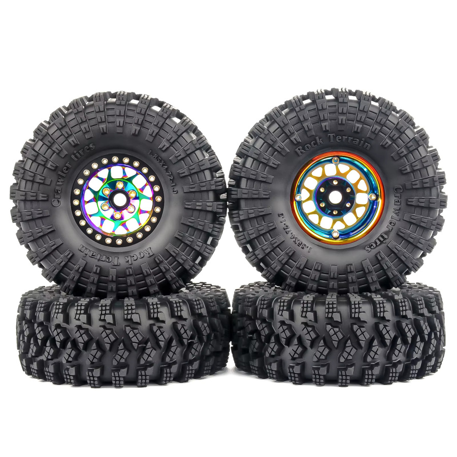 PYFORE Kletterreifen Metallradnabe, 1,9 Zoll, 120 x 45 mm, Sechskantadapter 12 mm, für 1/10 RC Modellauto Crawler Zubehör - Bild 3