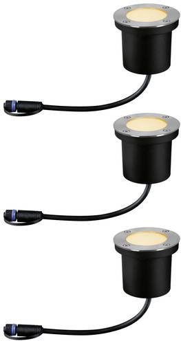 Paulmann Plug & Shine LED-Bodeneinbaustrahler Set für die Außenbeleuchtung, Silber-Schwarz, 3 Stück, Durchmesser: 9,8 cm - Bild 1