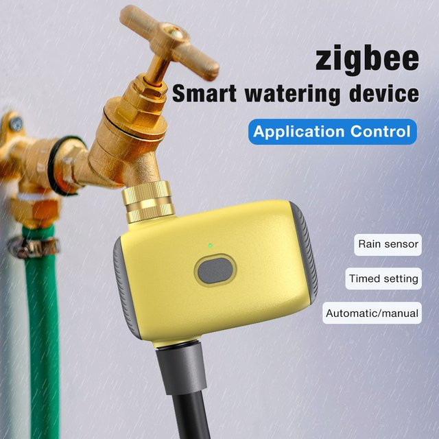 JUANJUAN Tuya Smart Bewässerungstimer mit Zigbee und Bluetooth, programmierbares Sprinkler-Tropfbewässerungssystem zur Wassersteuerung, kompatibel mit Alexa und Google Home, Gelb - Bild 1