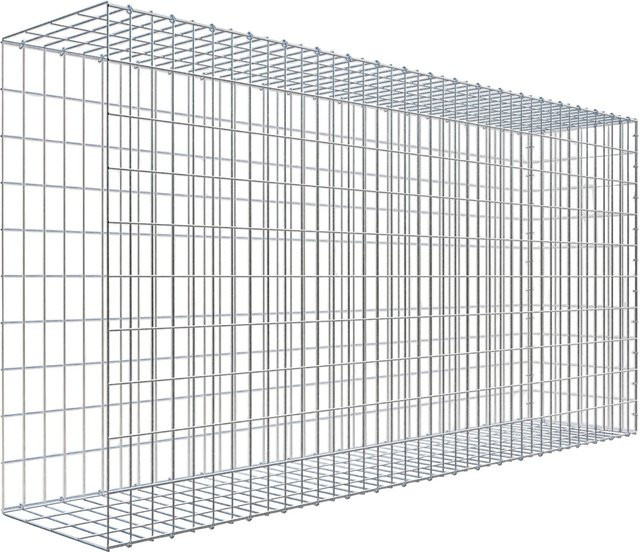 Gabiona C-Ring Anbaukorb Typ 2 in Silbergrau mit Maschenweite 5 x 10 cm, B/H/T: 100 x 200 x 40 cm - Bild 1