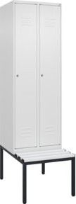 C+P Spind Classic PLUS Garderobenspind mit Sitzbank, 2 Abteile, Farbe: Reinweiß, B/T/H: 212,0 x 60,0 x 81,5 cm - Bild 1