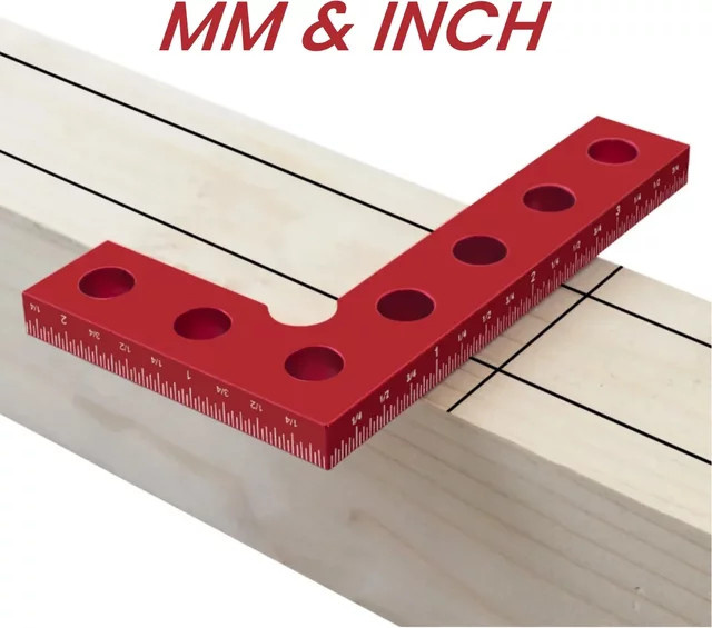 Wnew Präzisions-Markierungswerkzeug aus Aluminium in Rot mit 90-Grad-Winkel und quadratischer Kante für die Holzbearbeitung und Zimmerei - Bild 1