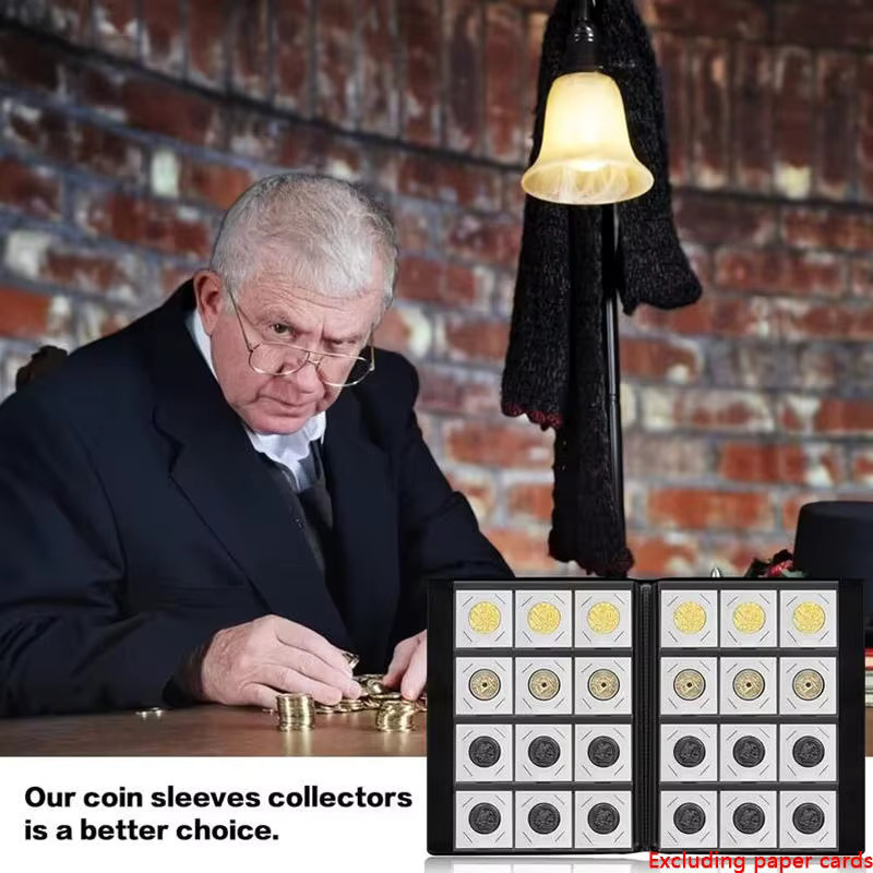 Sammelalbum für Gedenkmünzen und Briefmarken mit 120 Taschen in Grün aus PVC - Bild 3