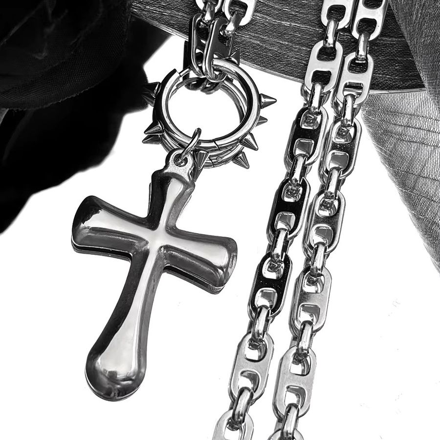 Lovely FAJA Halskette Edelstahl, Silber, Kreuz Anhänger, Unisex - Bild 2