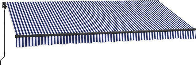 Outsunny Balkonmarkise zur Wandmontage mit Handkurbel und Sonnenschutz, Blau-Weiß, B: 4 m, T: 3 m - Bild 1