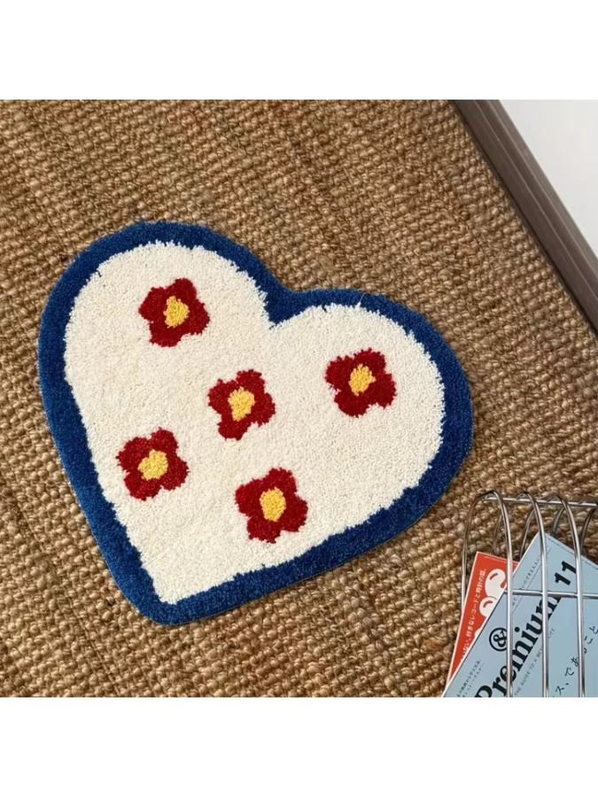 VIKAMA Ins Heart Flower Plüschteppich mit Herz-Design, rutschfest und flauschig für Wohnzimmer, Schlafzimmer oder Flur - Bild 2