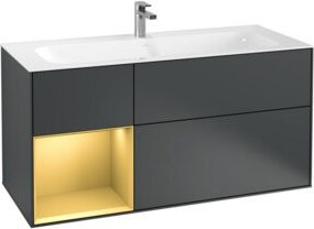 V&B Waschtischunterschrank Finion mit Wandbeleuchtung, Farbe Mattblau lackiert, Breite: 119,6 cm, Tiefe: 49,8 cm - Bild 1