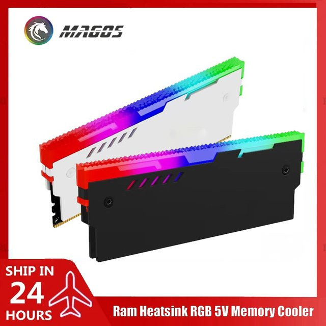 Flying Elephant Ram-Kühlkörper RGB 5V adressierbare Speicherkühler für DDR5 DDR4 DDR3 ECC, 2er Packung, Schwarz/Weiß - Bild 1
