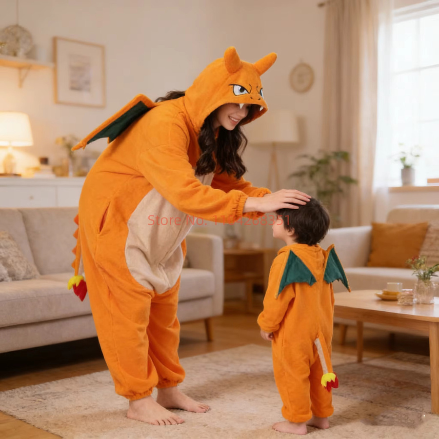 Bandai Pokémon Glurak Kostüm Pyjama, Overall, Unisex - Bild 2