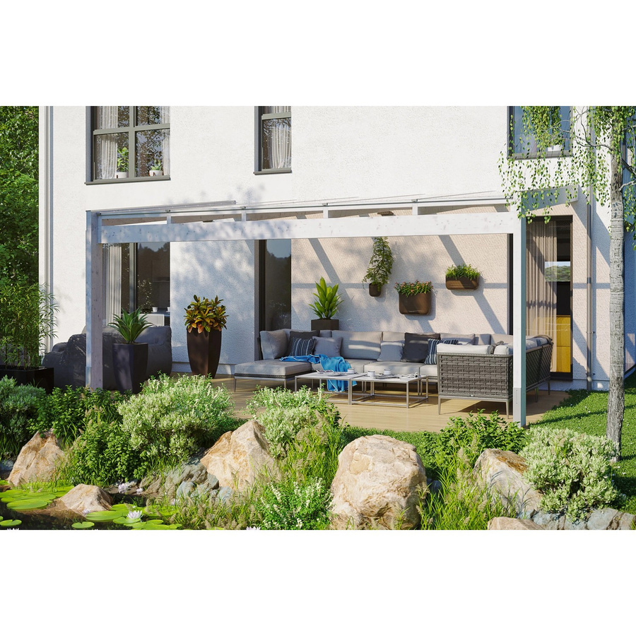 Skan Holz Terrassenüberdachung Novara aus Polycarbonat in Weiß, Breite: 557 cm, Tiefe: 259 cm - Bild 2