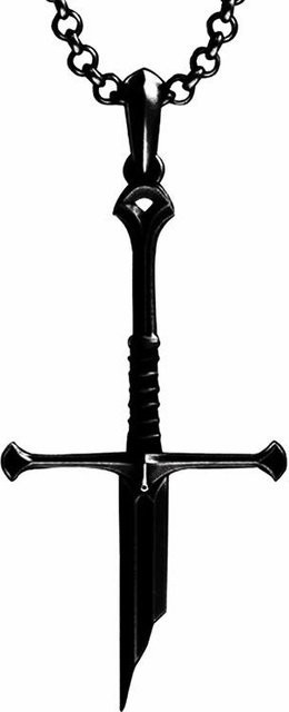 Halskette Gebrochenes Schwert Kreuz, Schwarz, Zinklegierung, Damen - Bild 1