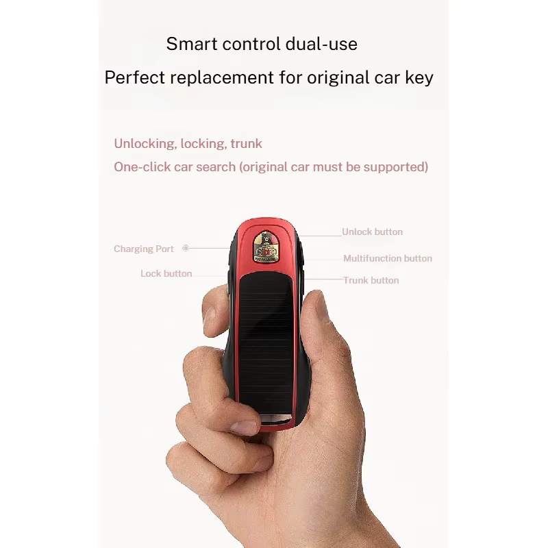 M1 Smart LCD Digitaler Auto Schlüssel mit Solarfunktion in Rot für Porsche Benz BMW Audi Land Rover Lamborghini Toyota Honda BYD Ford GAC Tesla von velotechrudy - Bild 4