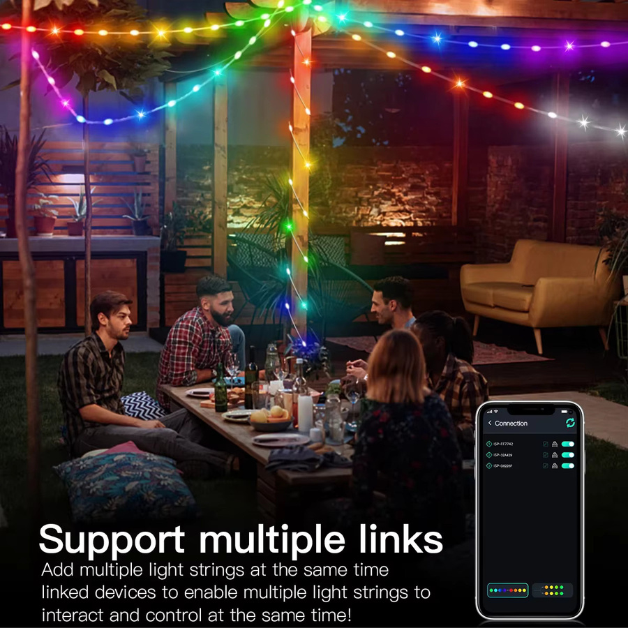 CHNAITEKE Dreamcolor RGBIC LED Lichterkette mit Bluetooth APP-Steuerung und USB-Anschluss, Multicolour Dekolichterkette für Party und Hochzeit - Bild 5