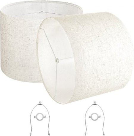 VEVOR Lampenschirm Trommel Set aus Leinen und PVC in Beige, 2 Stück, B/T/H: 40 x 40 x 30 cm - Bild 1