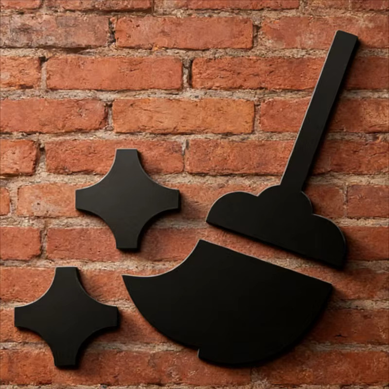 CIFBUY 3D-Acryl-Waschraum-Schild in Schwarz, selbstklebend, Kunststoff mit Metalldekor-Optik, Breite: 15,0 cm, Höhe: 15,0 cm - Bild 2