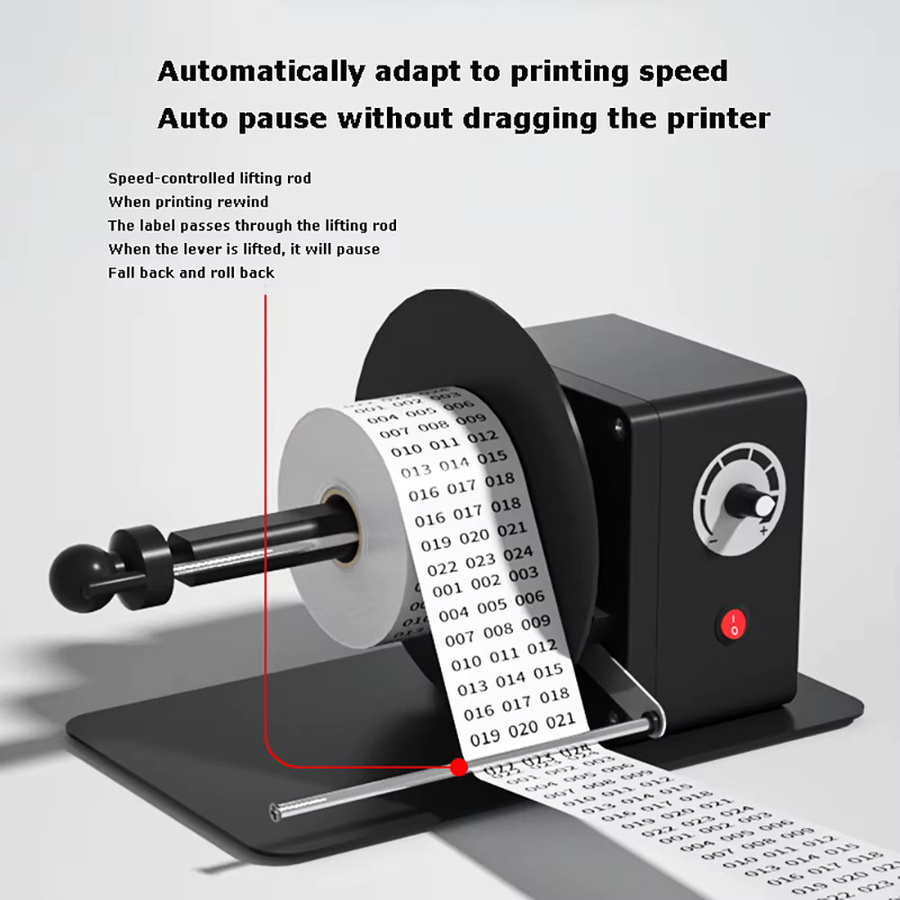 XMSJ Vollautomatischer Mini Etikettenaufwickler Desktop Etikettenwickler für selbstklebendes beschichtetes Papier in Schwarz - Bild 4