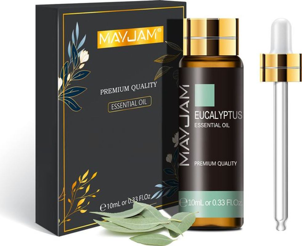 Mayjam Ätherisches Öl Set mit Tropfer, 10ml pro Flasche, verschiedene Düfte wie Eukalyptus, Lavendel und Rose, schwarze Glasflaschen - Bild 1